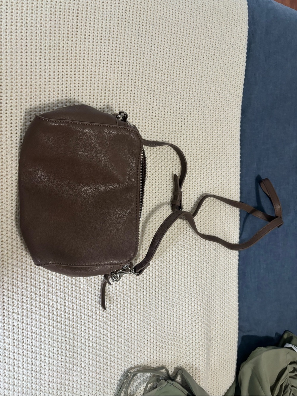 Compact Brown Pebbled Leather Crossbody Bag